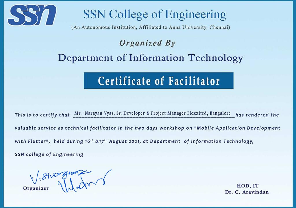 SSN College Workshop 2021